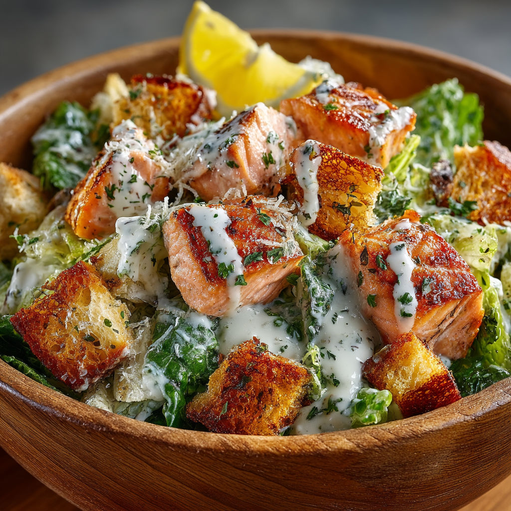 A bowl of food with salad, bread, and fish.