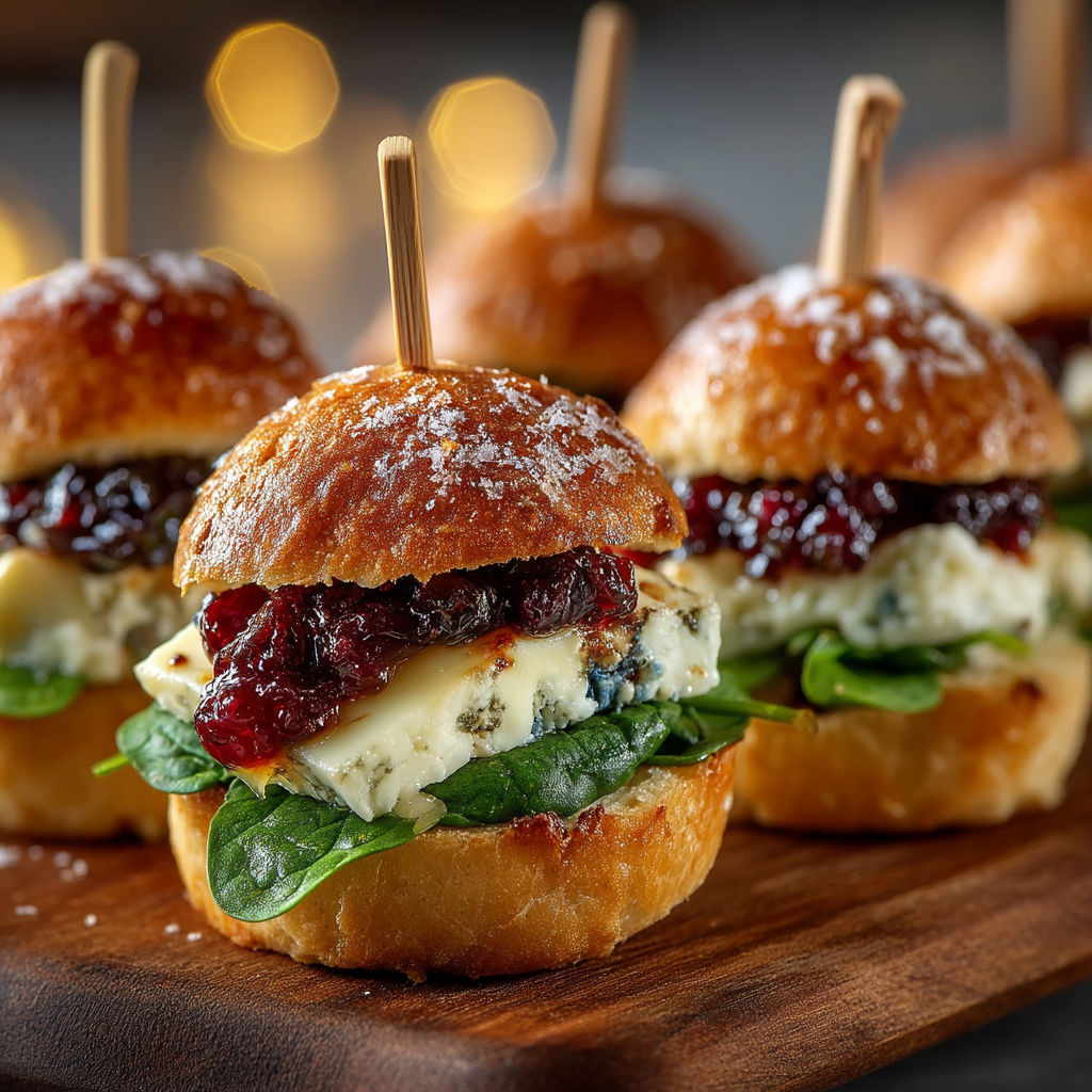 Mini burger with brie and cherry compote.