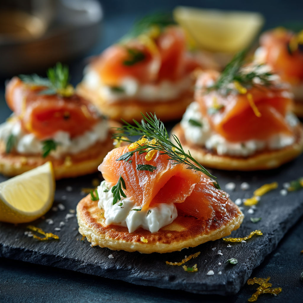 A plate of food with a slice of lemon on top.
