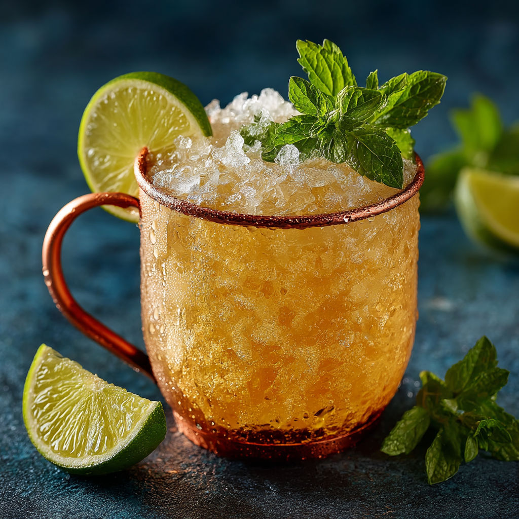 A glass of iced tea with mint leaves.