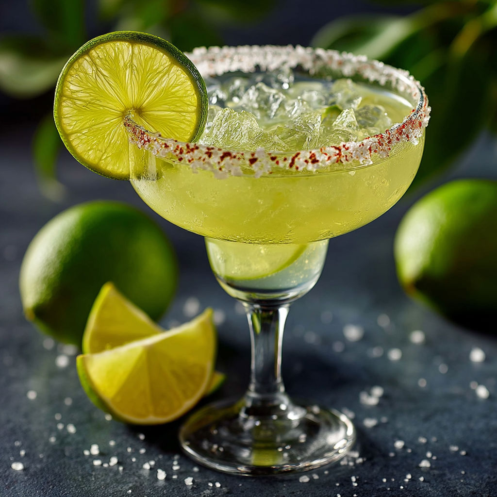 A glass of tequila with a lime wedge in it.