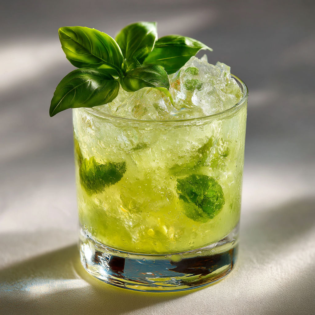 A glass of basil smash.
