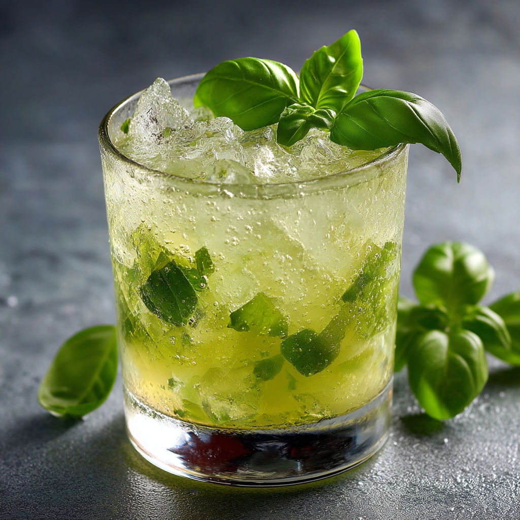 A glass of basil smash.