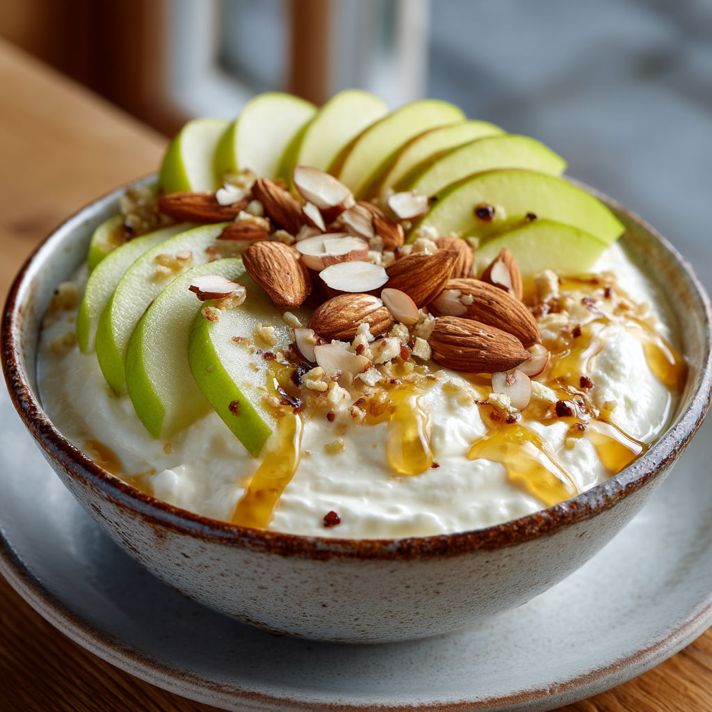 A bowl of apples and almonds.