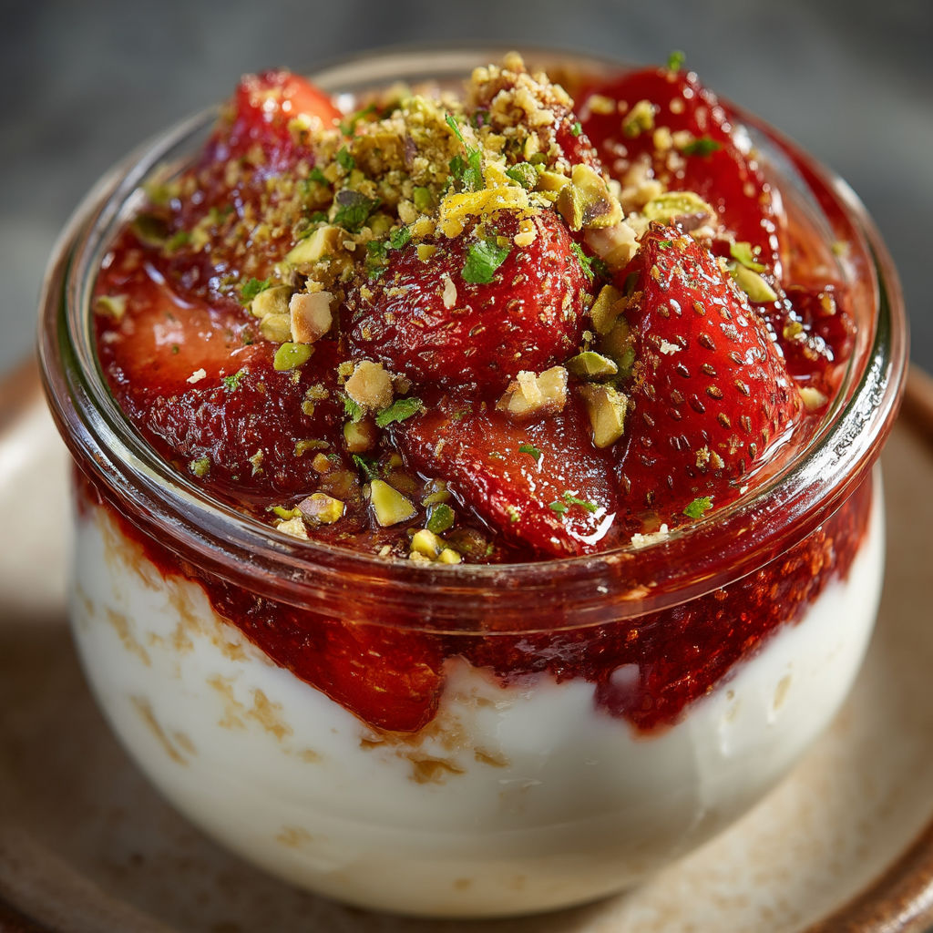 A bowl of strawberries and whipped cream.