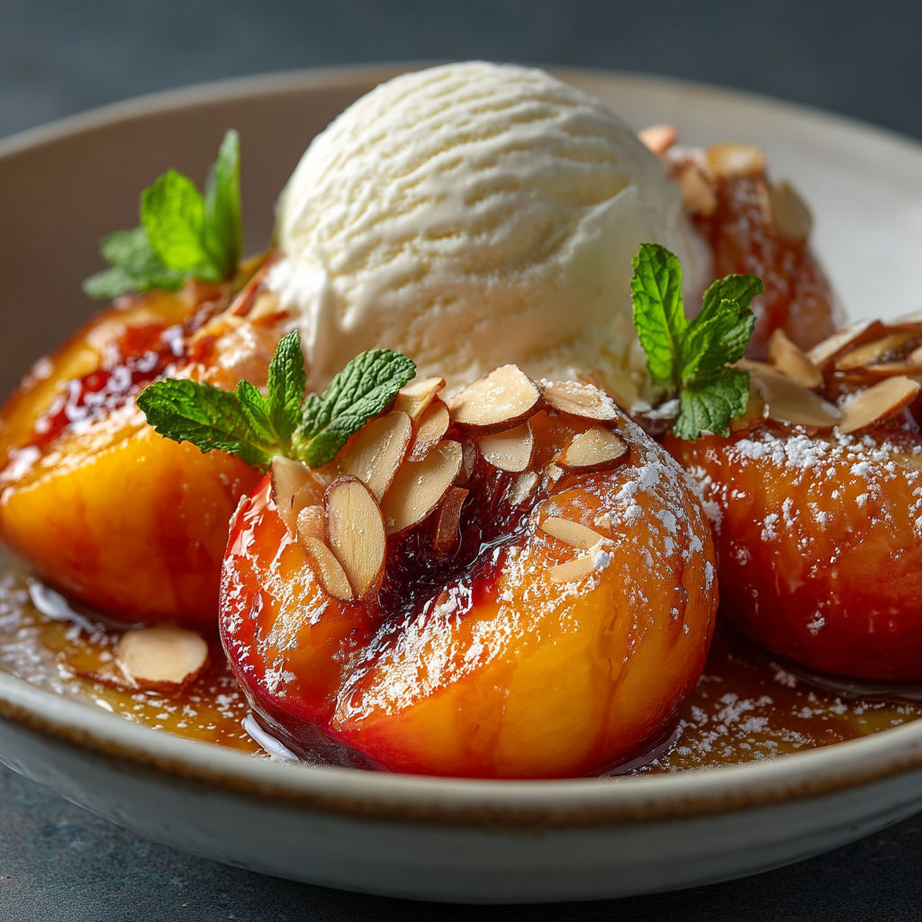 A bowl of fruit with a scoop of ice cream on top.