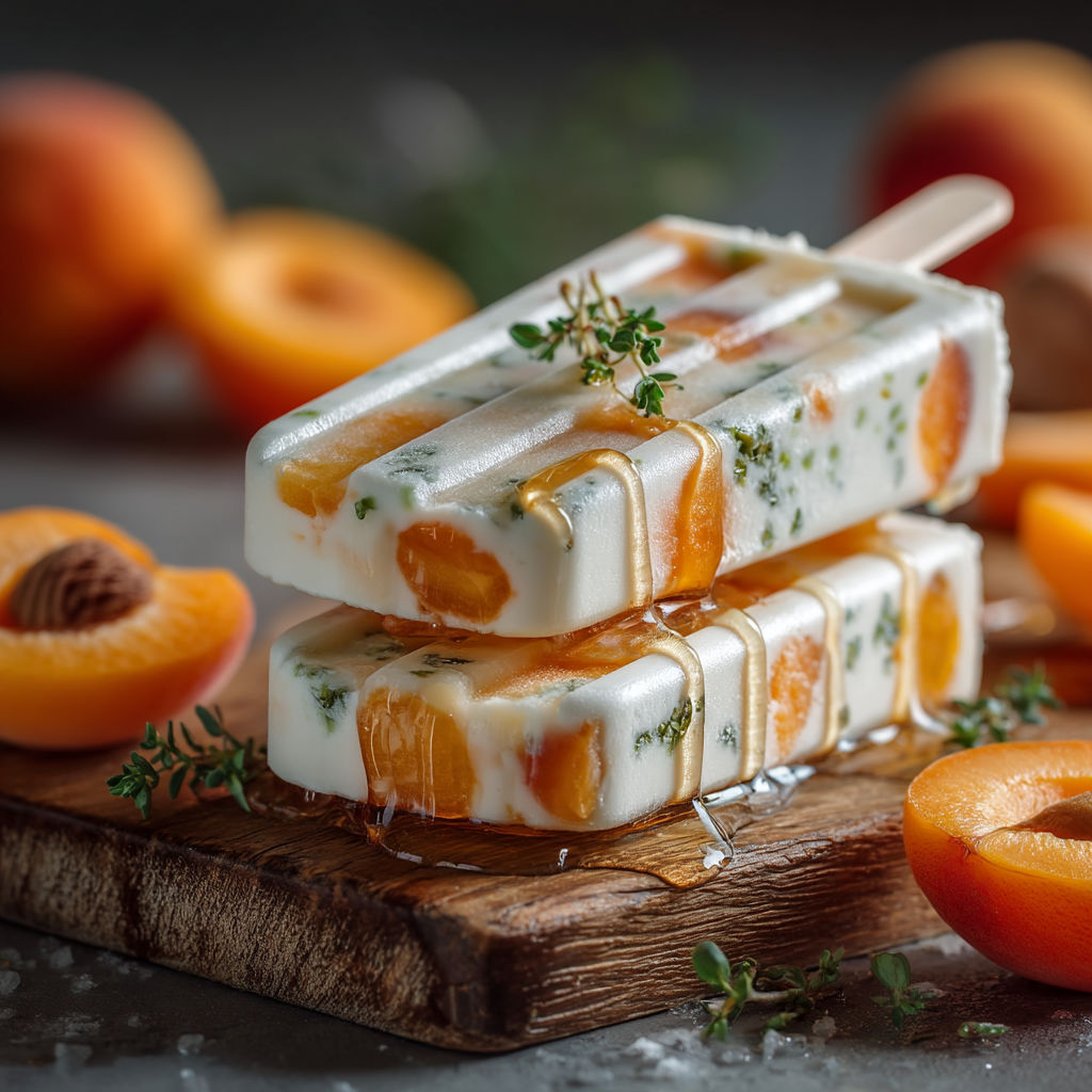 A popsicle made with yogurt, apricots, and honey.