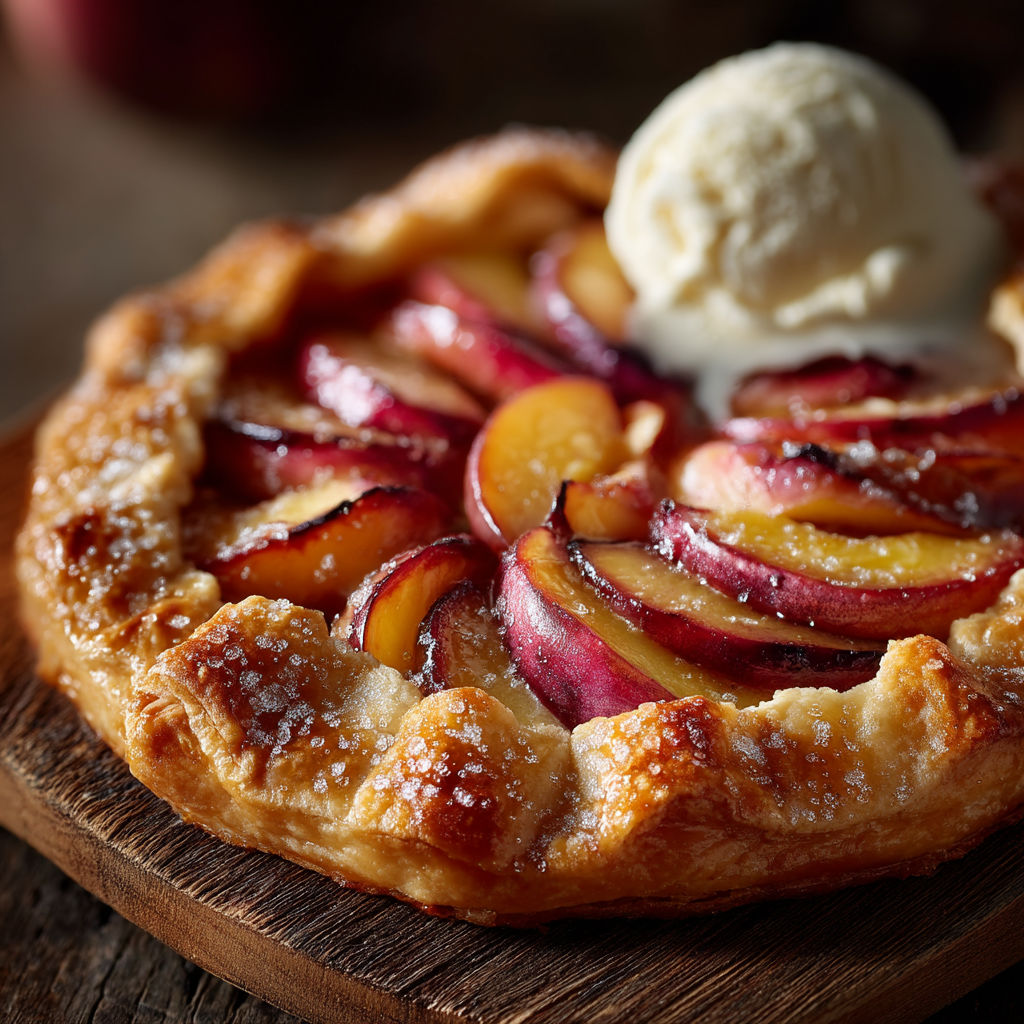 A dessert with a scoop of ice cream on top.