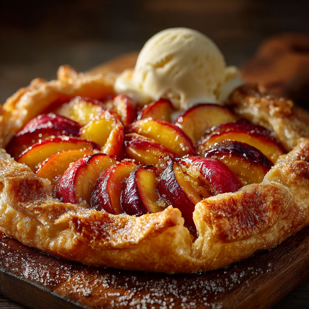 A dessert with a scoop of ice cream on top.