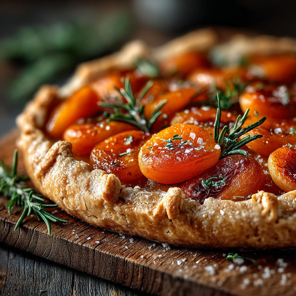 A rustic tart with a crust and topped with sliced plums and rosemary.