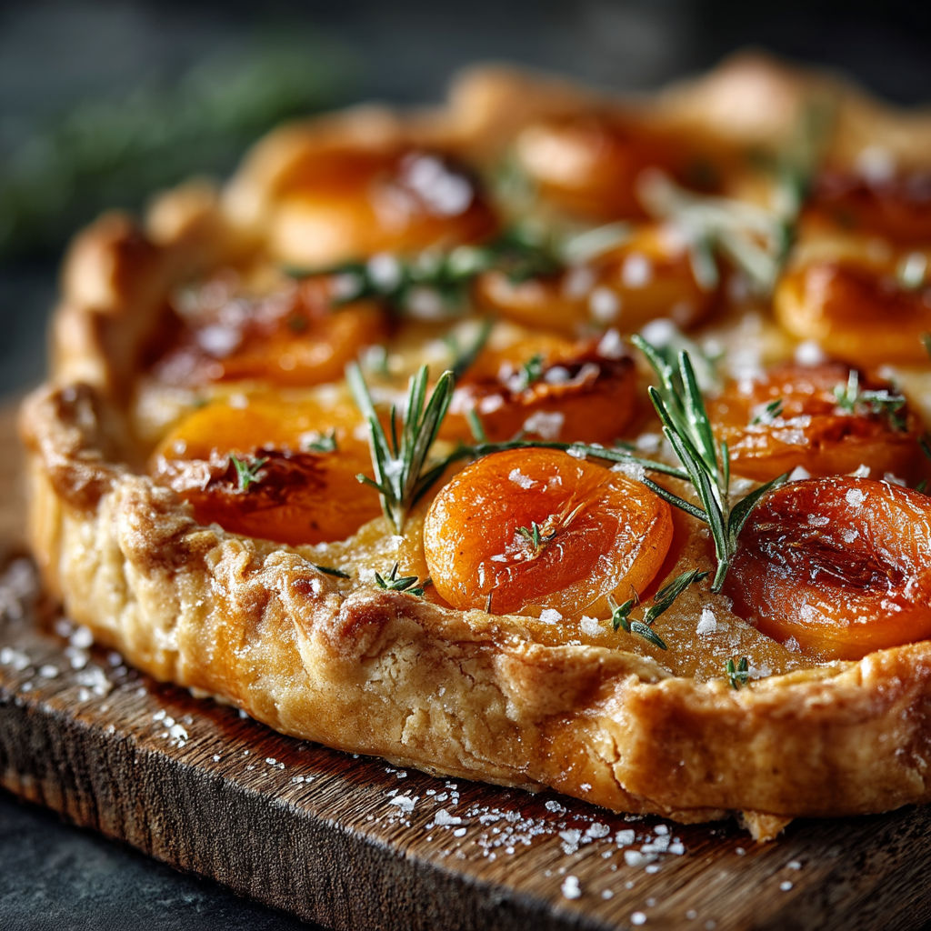 A pie with a crust and a filling of fruit.