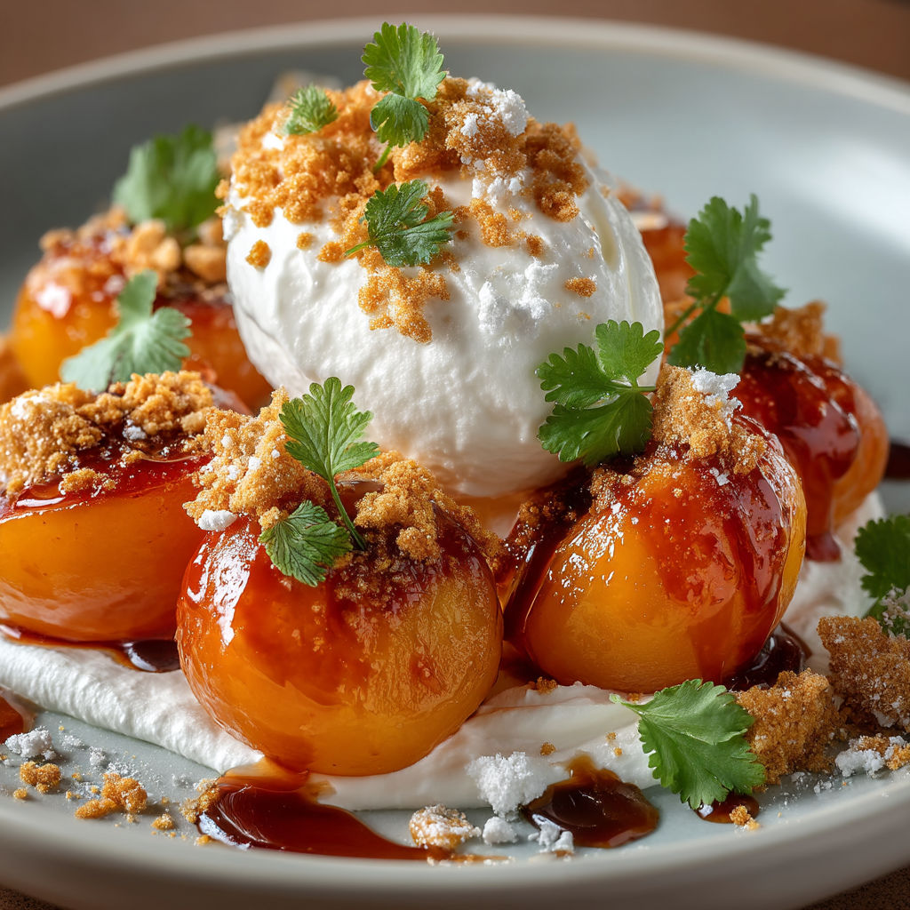 A plate of food with a white sauce on top.
