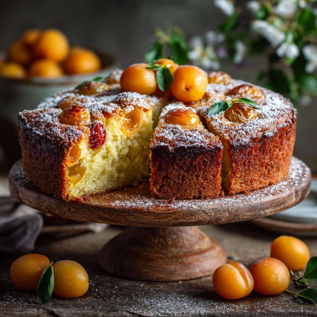 A cake with fruit on top.