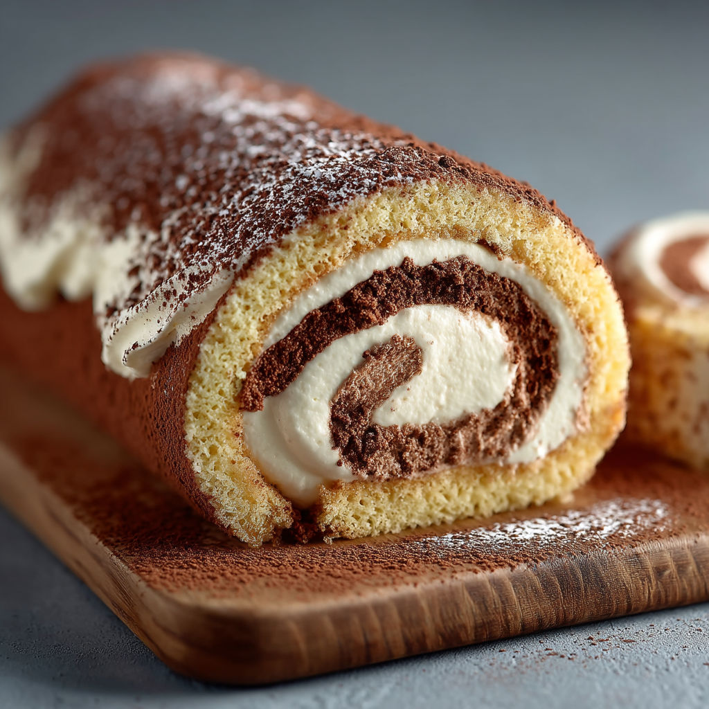 A slice of roulé façon tiramisu.