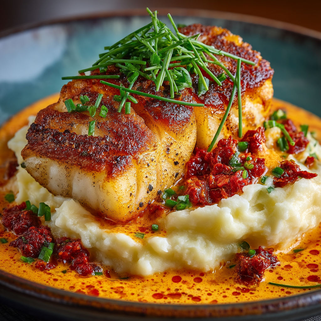 A plate of food with a fish on top.