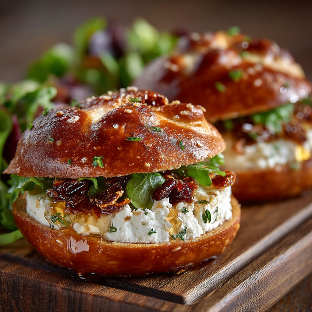 Two sandwiches with sauerkraut and cheese on a wooden table.