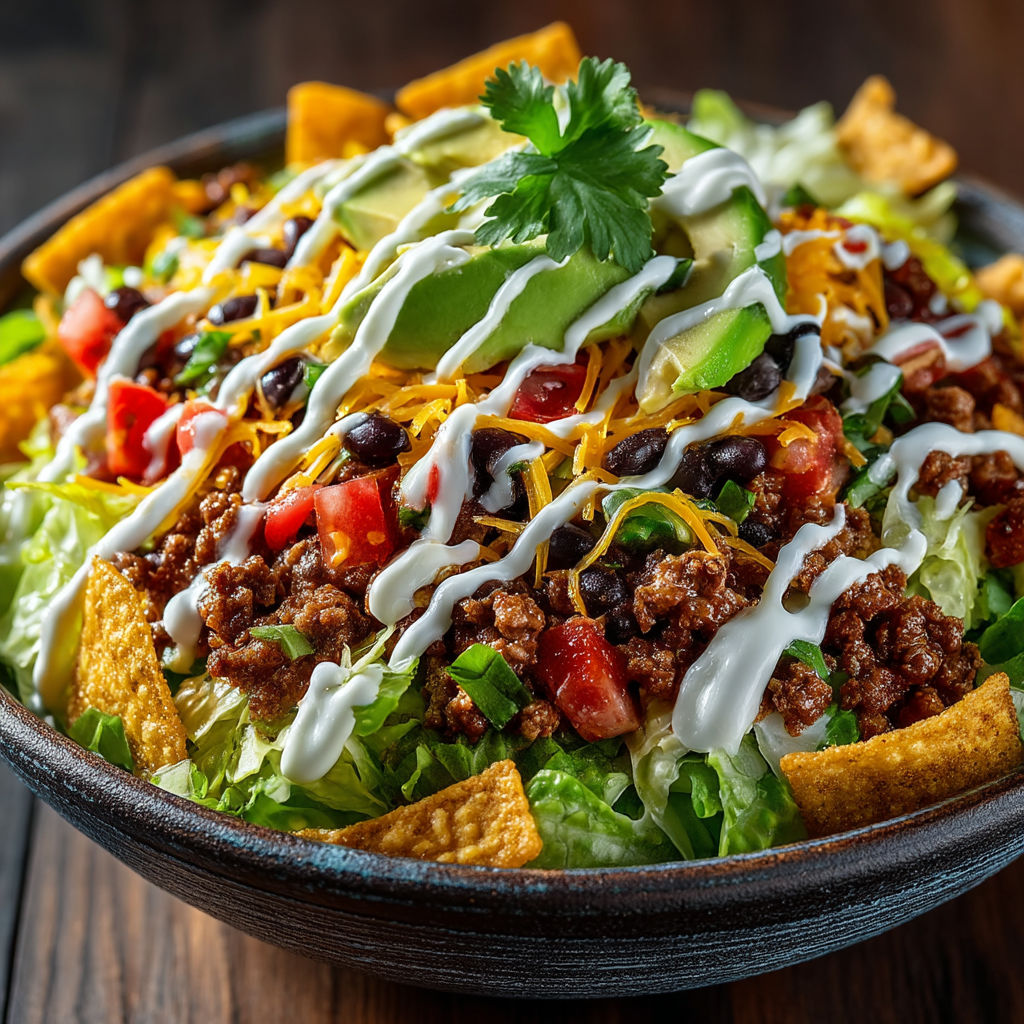 A bowl of food with lettuce, tomatoes, and cheese.