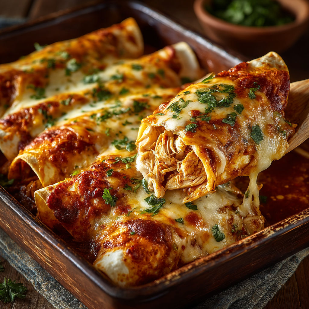 A dish of enchiladas with cheese and meat.
