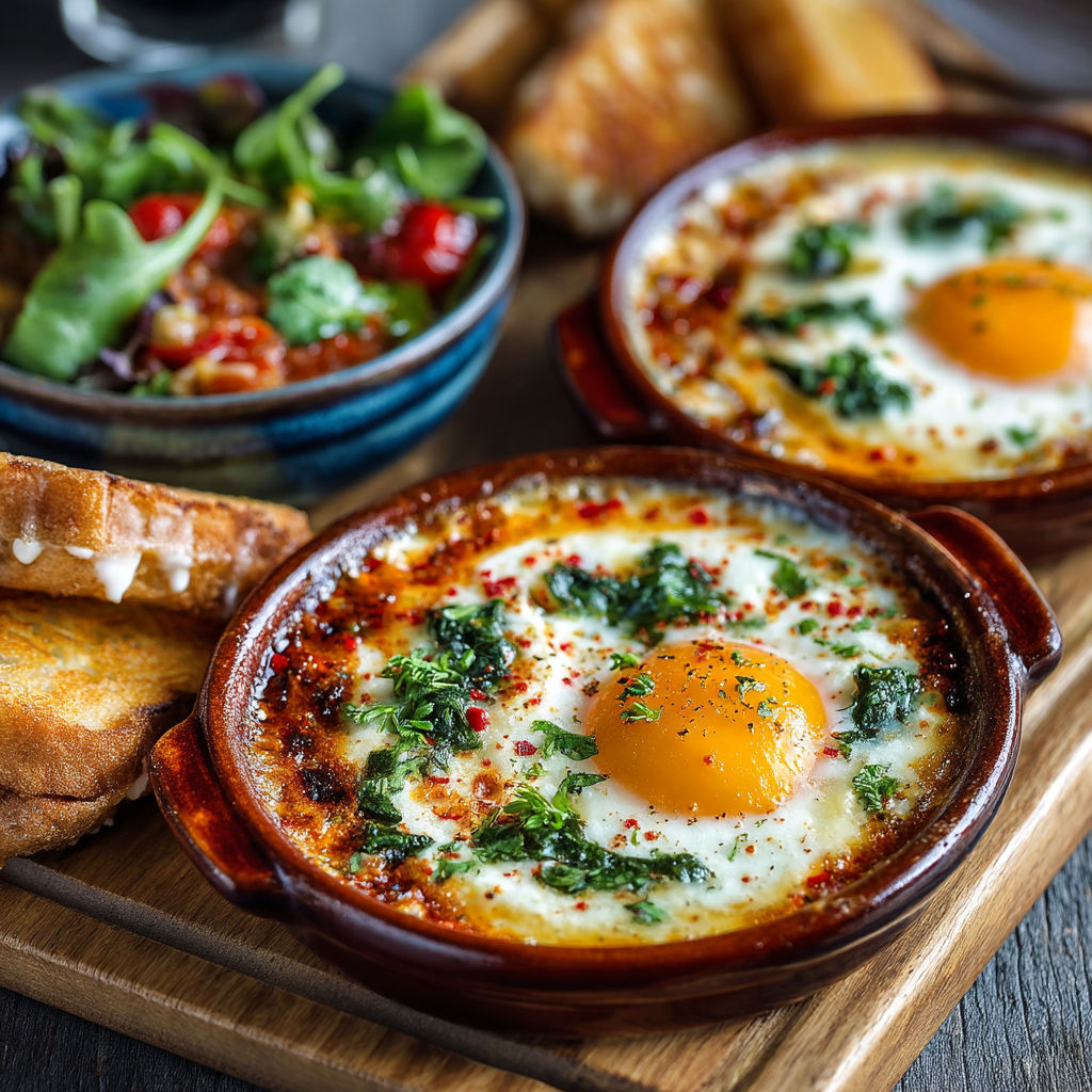 A plate of food with a fried egg, bread, and salad.