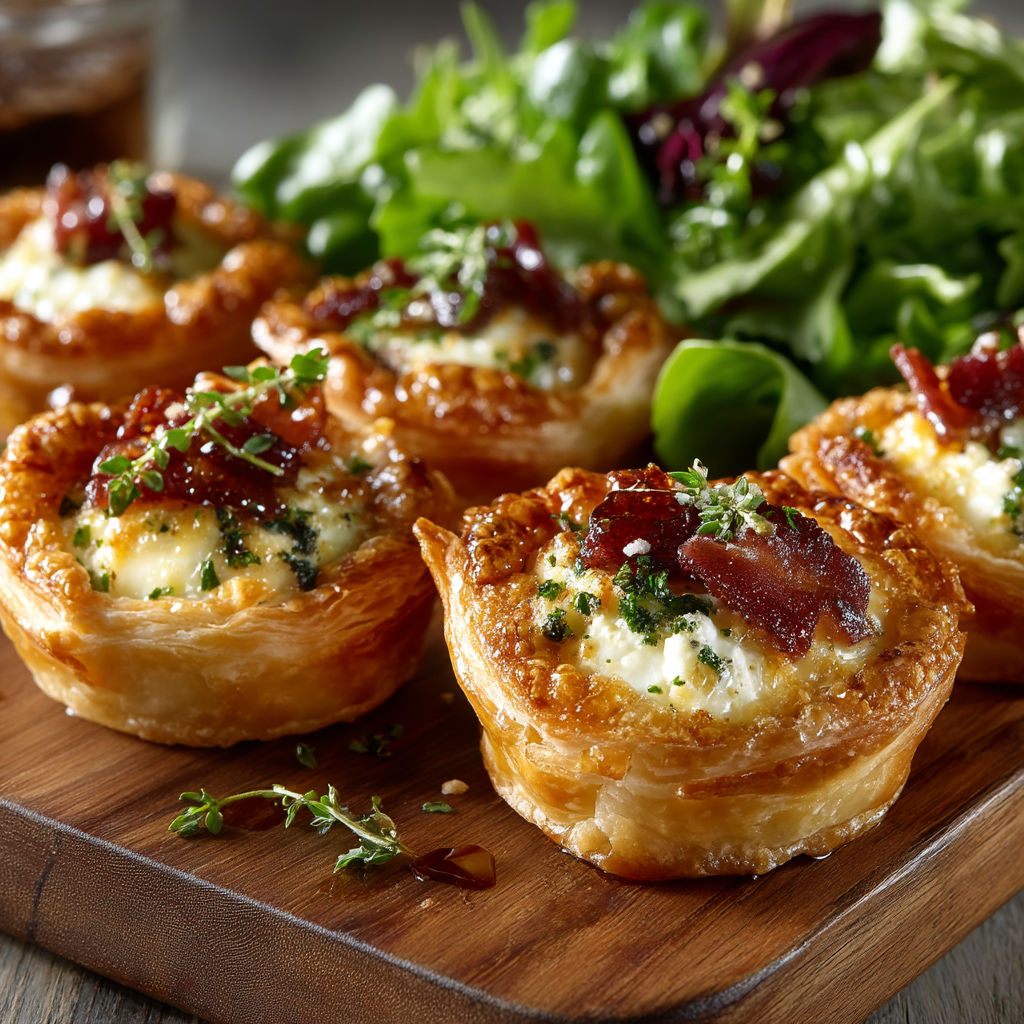A plate of Tartelette chèvre miel au air-fryer.