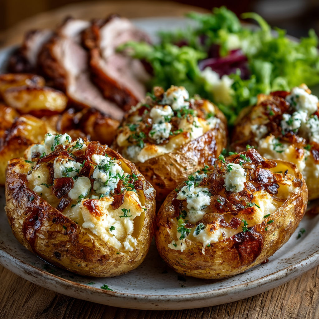 A plate of food with potatoes and meat.