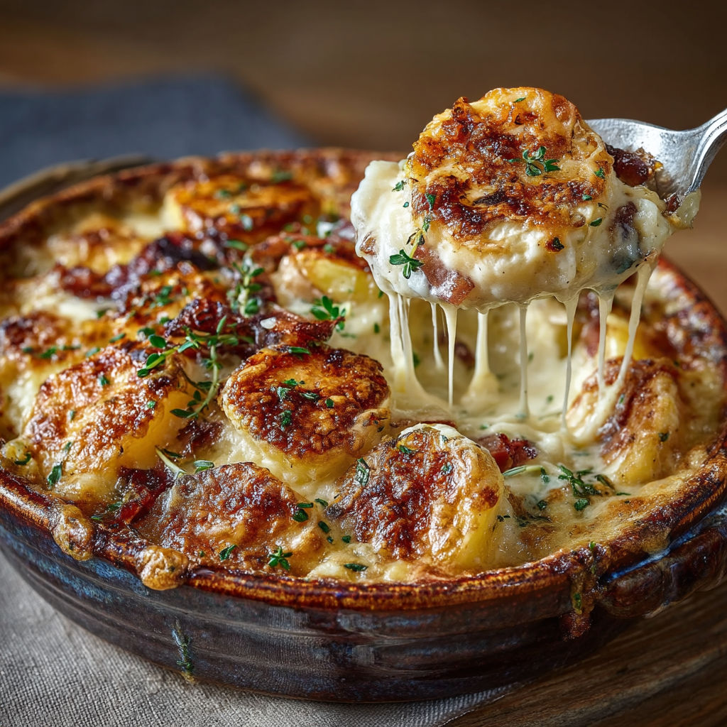 A bowl of food with a spoon in it.