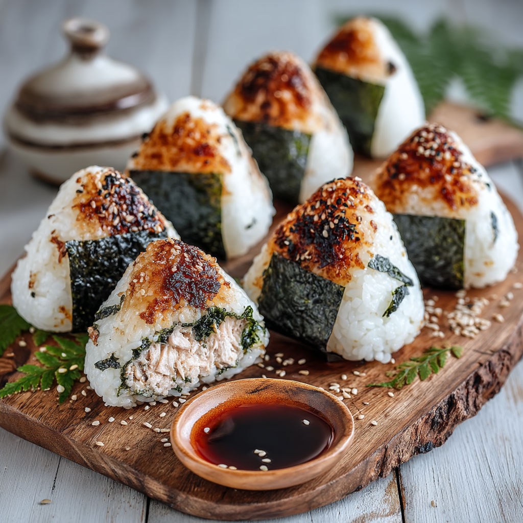 A plate of sushi with rice and seaweed.