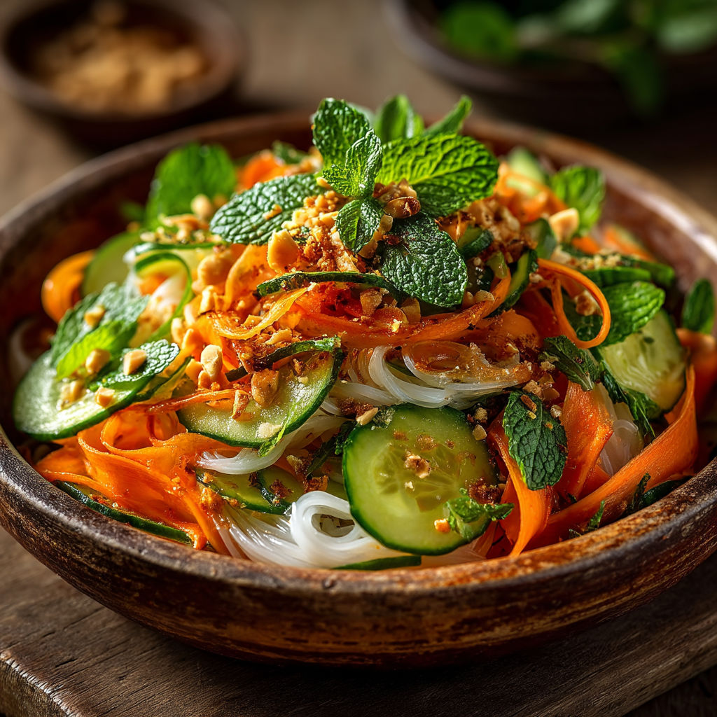 A bowl of food with a variety of vegetables and nuts.