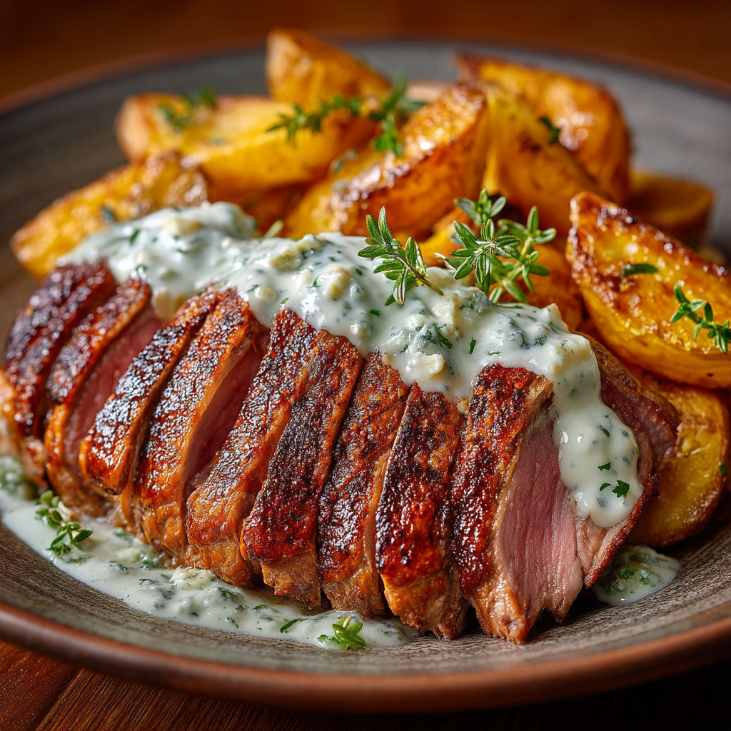 A plate of food with meat and potatoes.