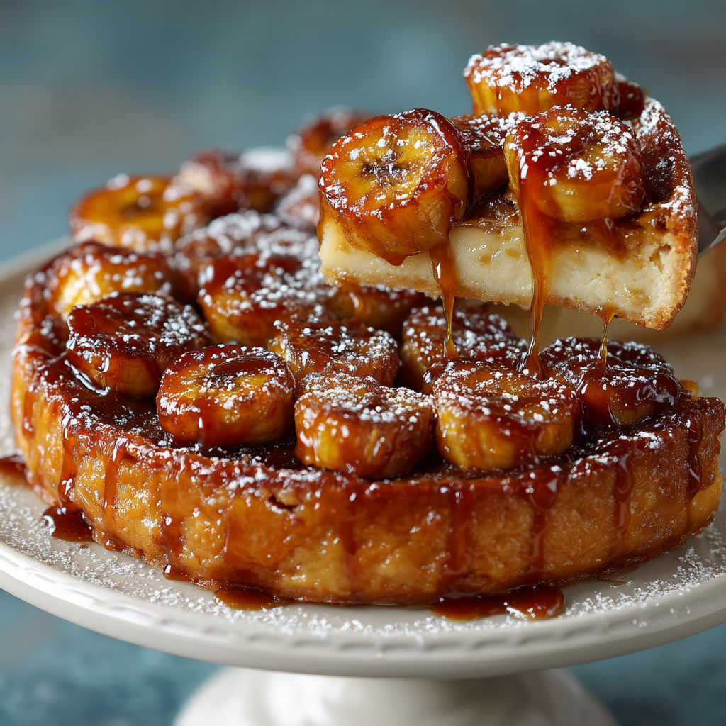 A plate of bananas with syrup on top.