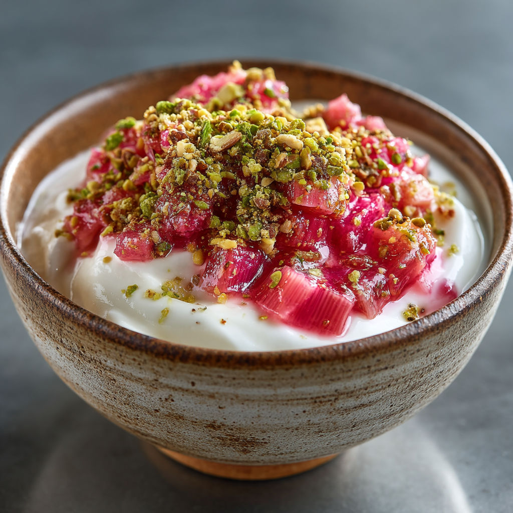 A bowl of food with a pink topping.