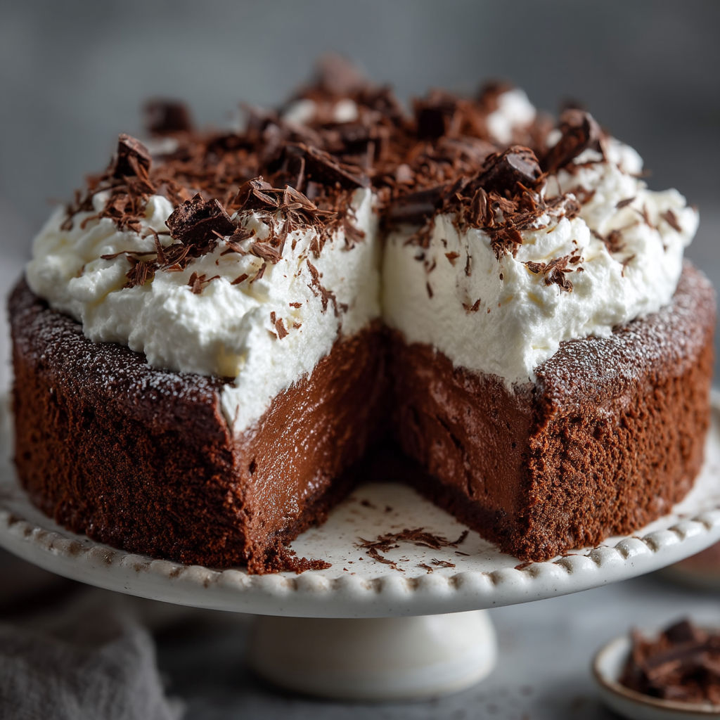A slice of chocolate cake with white frosting.