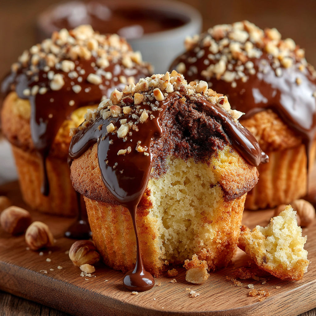A chocolate covered muffin with a bite taken out of it.