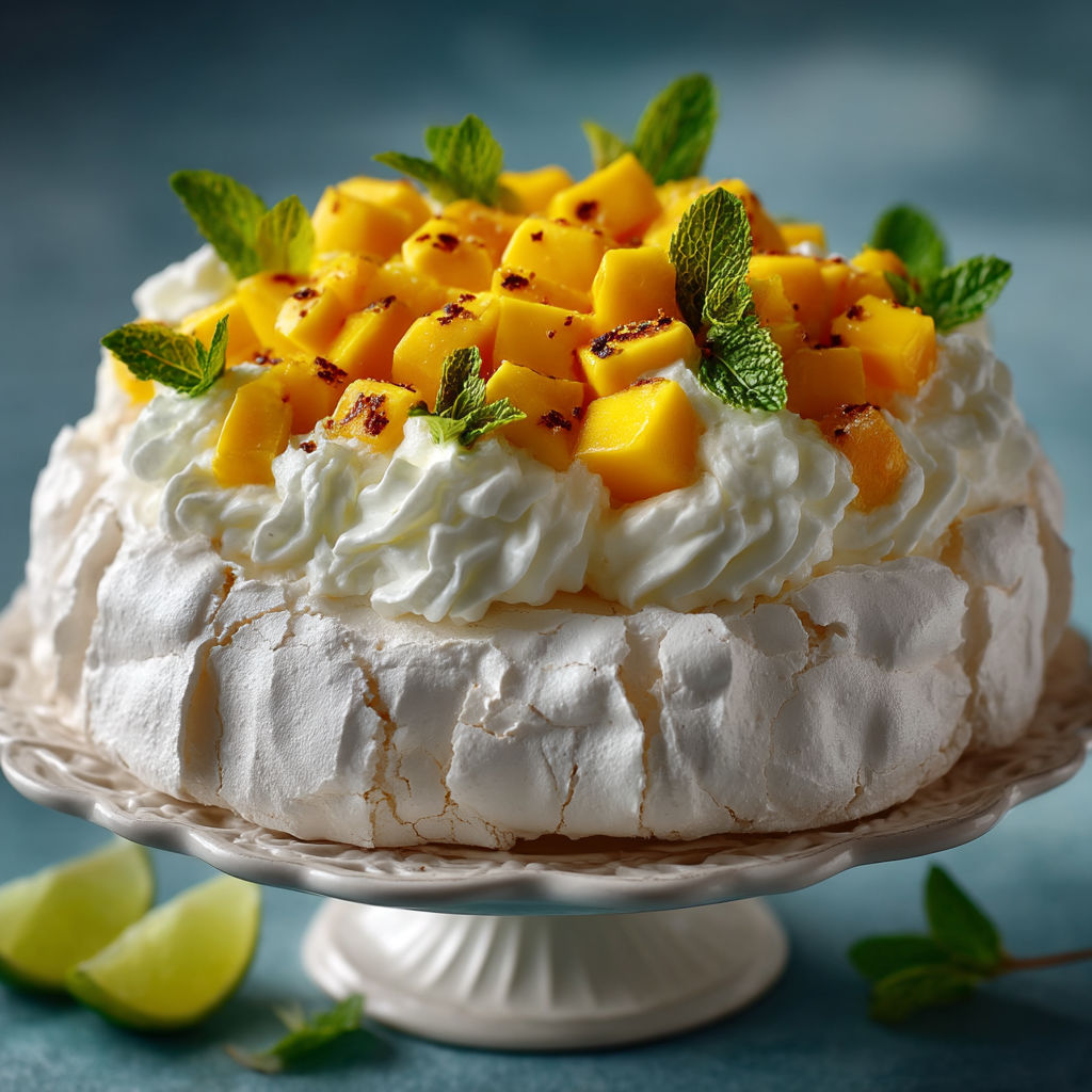 A white cake with yellow fruit on top.