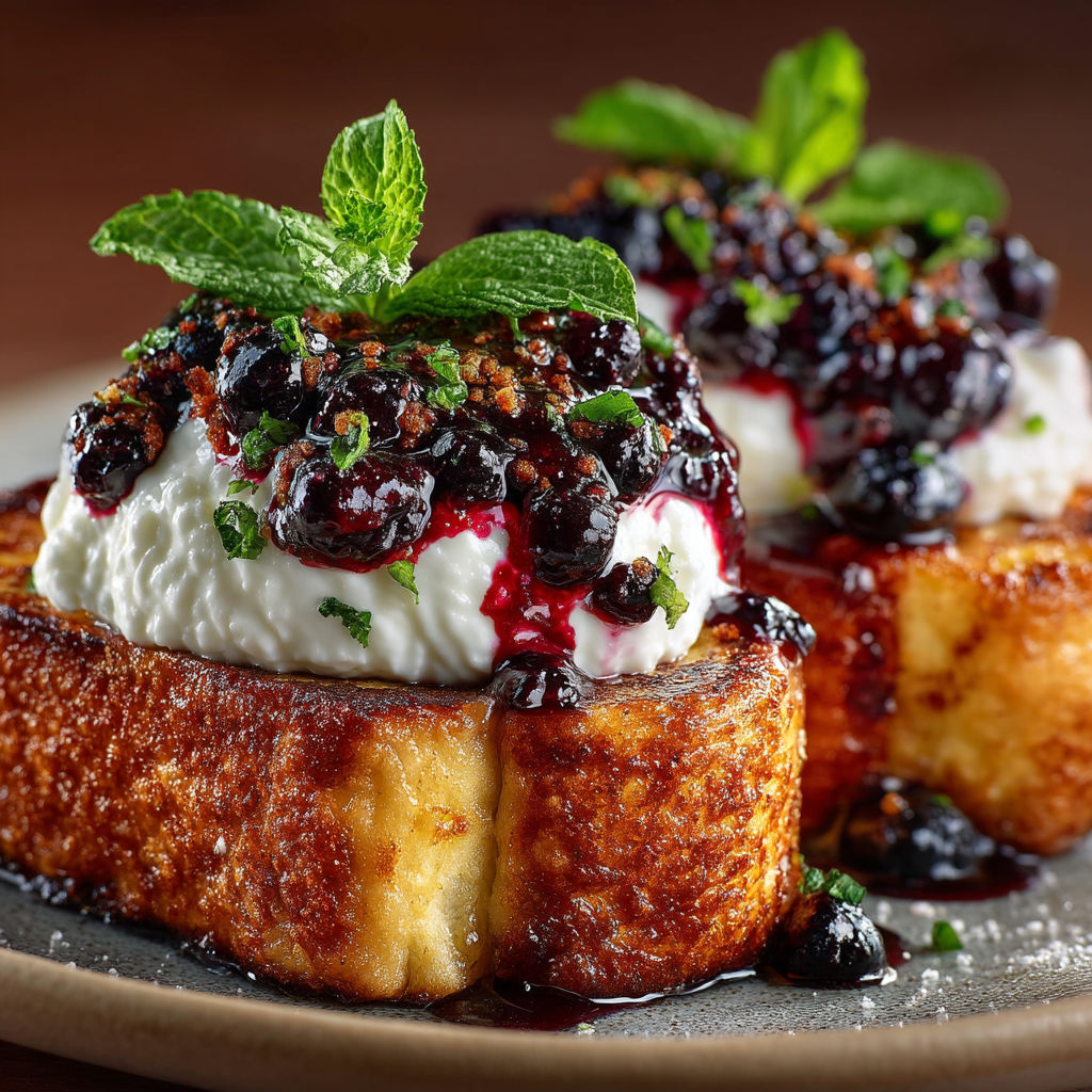 A plate of food with berries and mint.