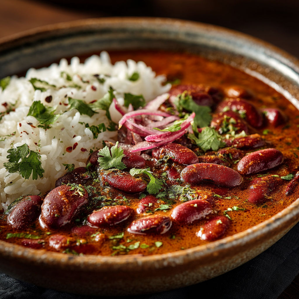 A bowl of red beans and rice.