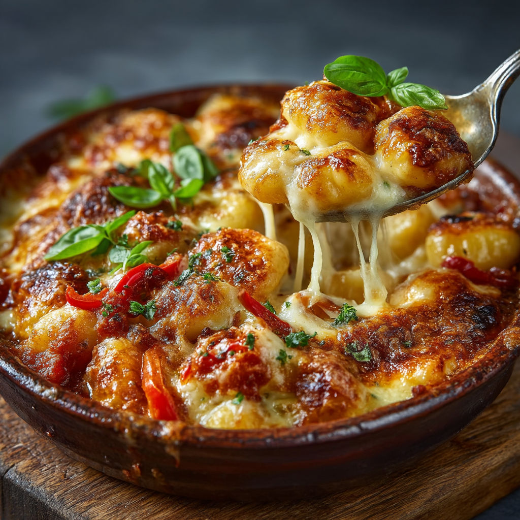A bowl of food with a spoon in it.