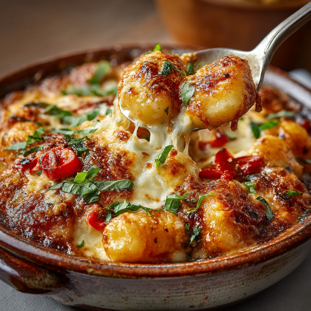 A bowl of food with a spoon in it.