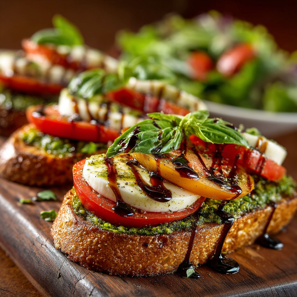 A plate of food with tomatoes, cheese, and basil.