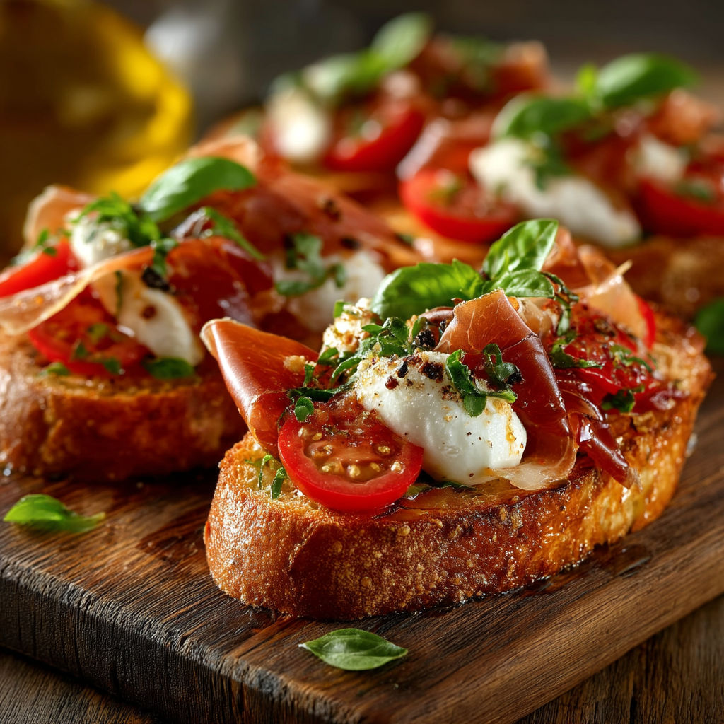 A plate of food with tomatoes and cheese.