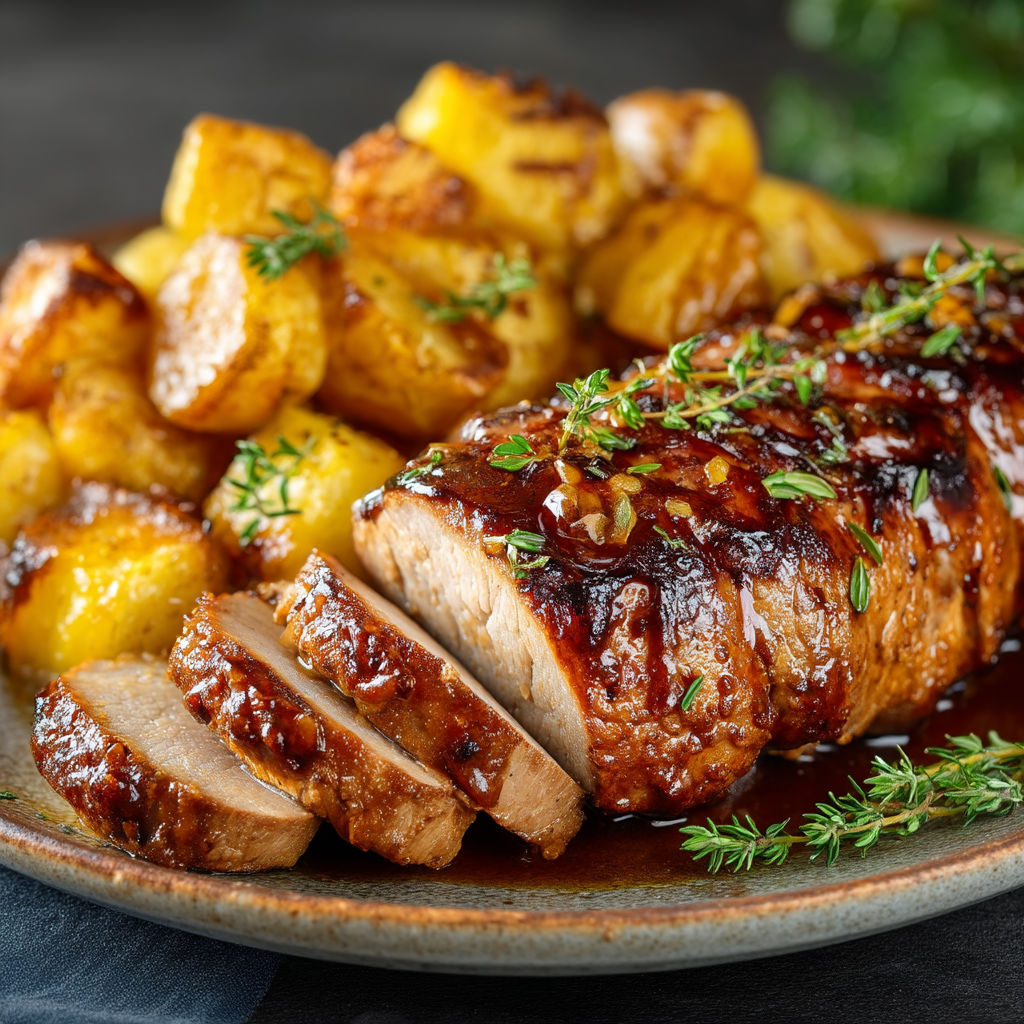A plate of food with meat and potatoes.
