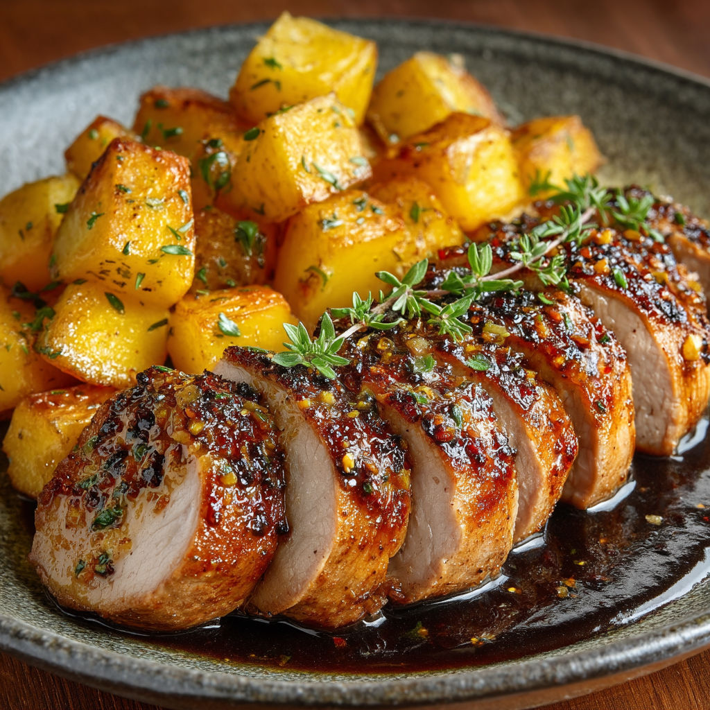 A plate of food with meat and potatoes.
