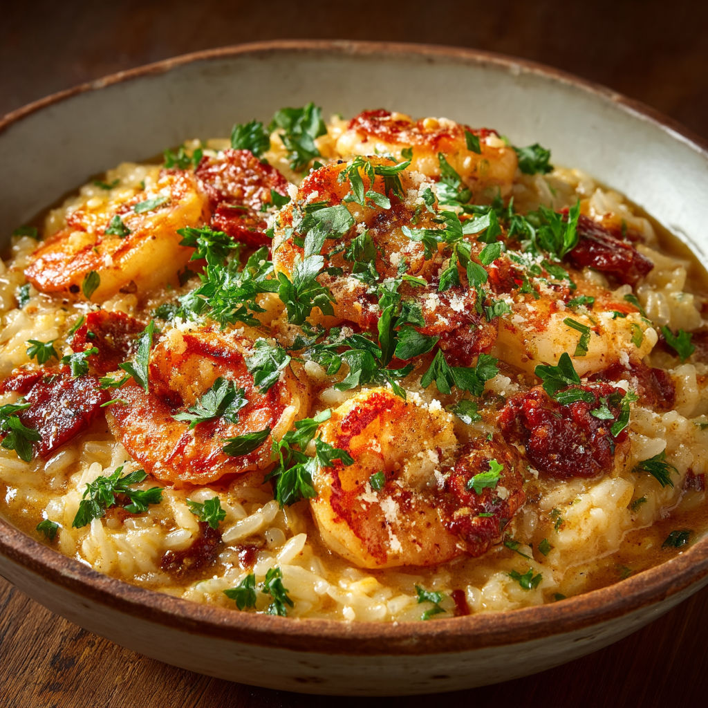 A bowl of shrimp and rice.