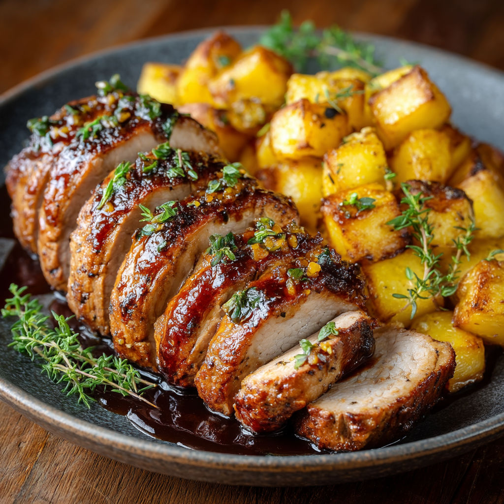 A plate of food with meat and potatoes.