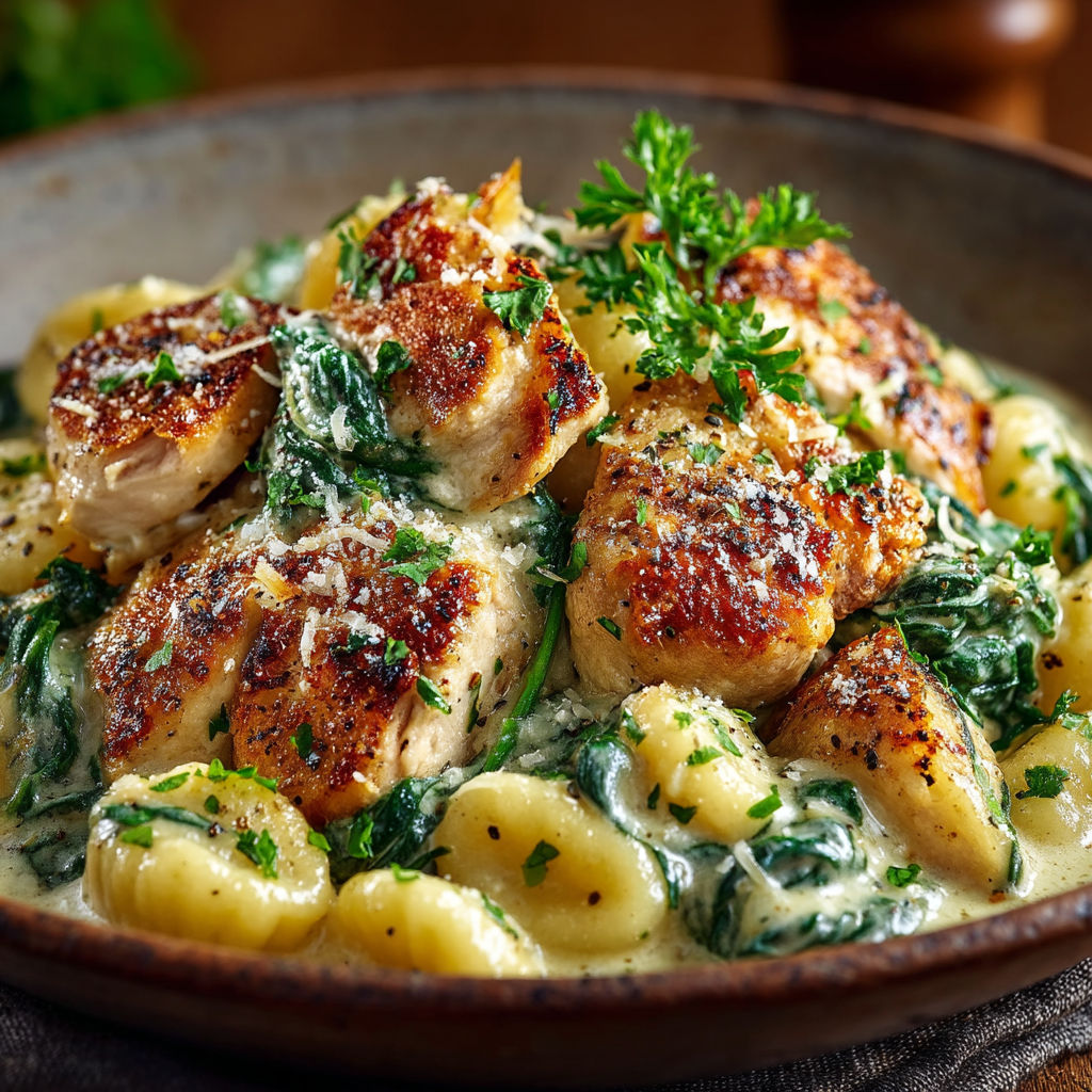 A bowl of food with chicken and pasta.