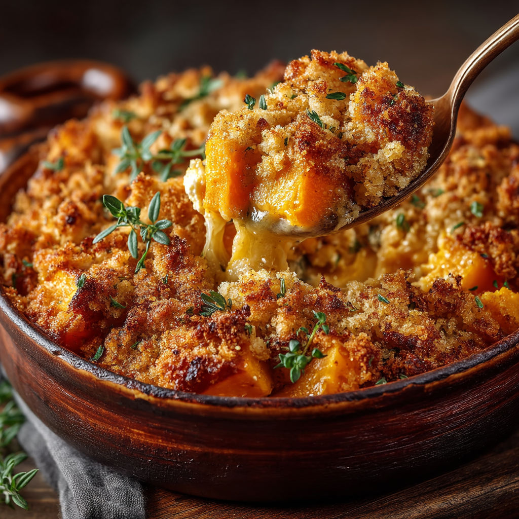 A bowl of food with a spoon in it.