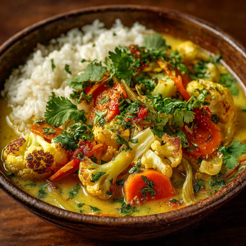 A bowl of soup with vegetables and rice.