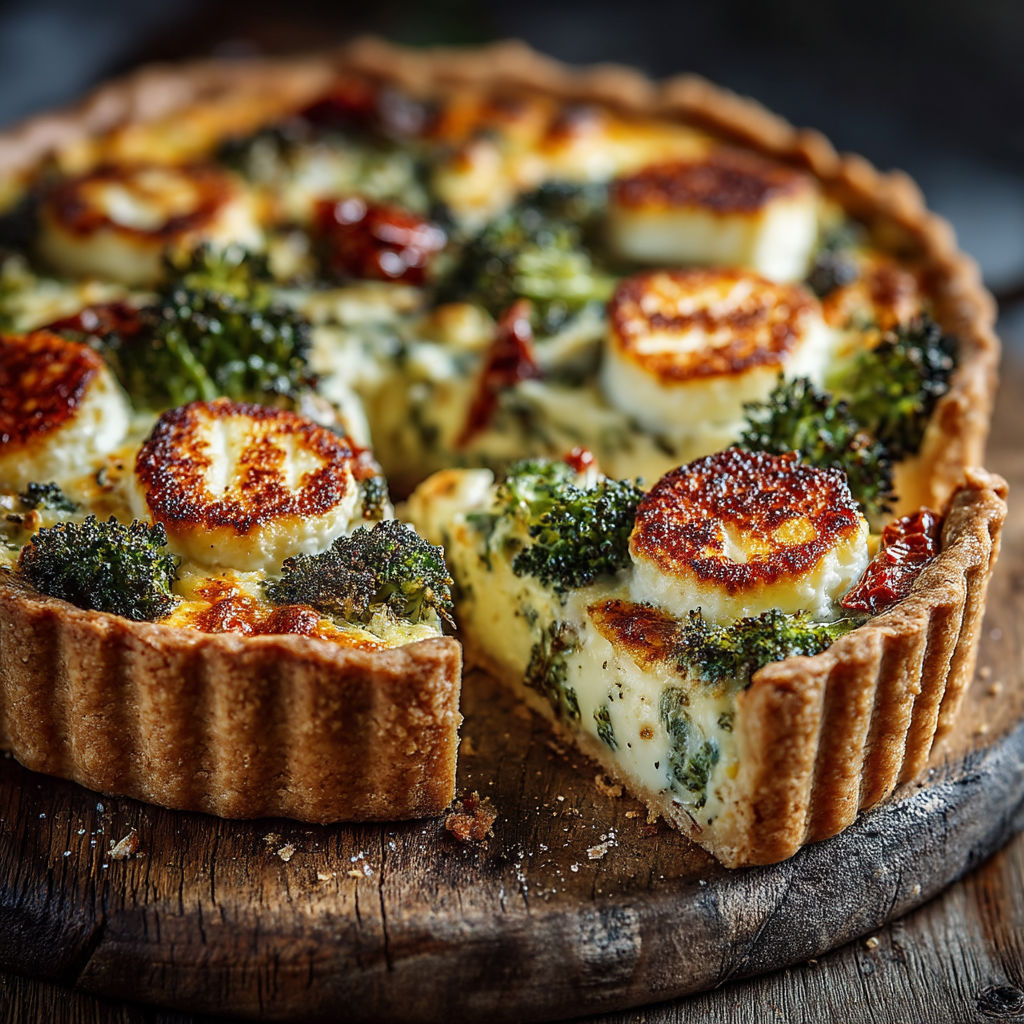 A slice of broccoli quiche.