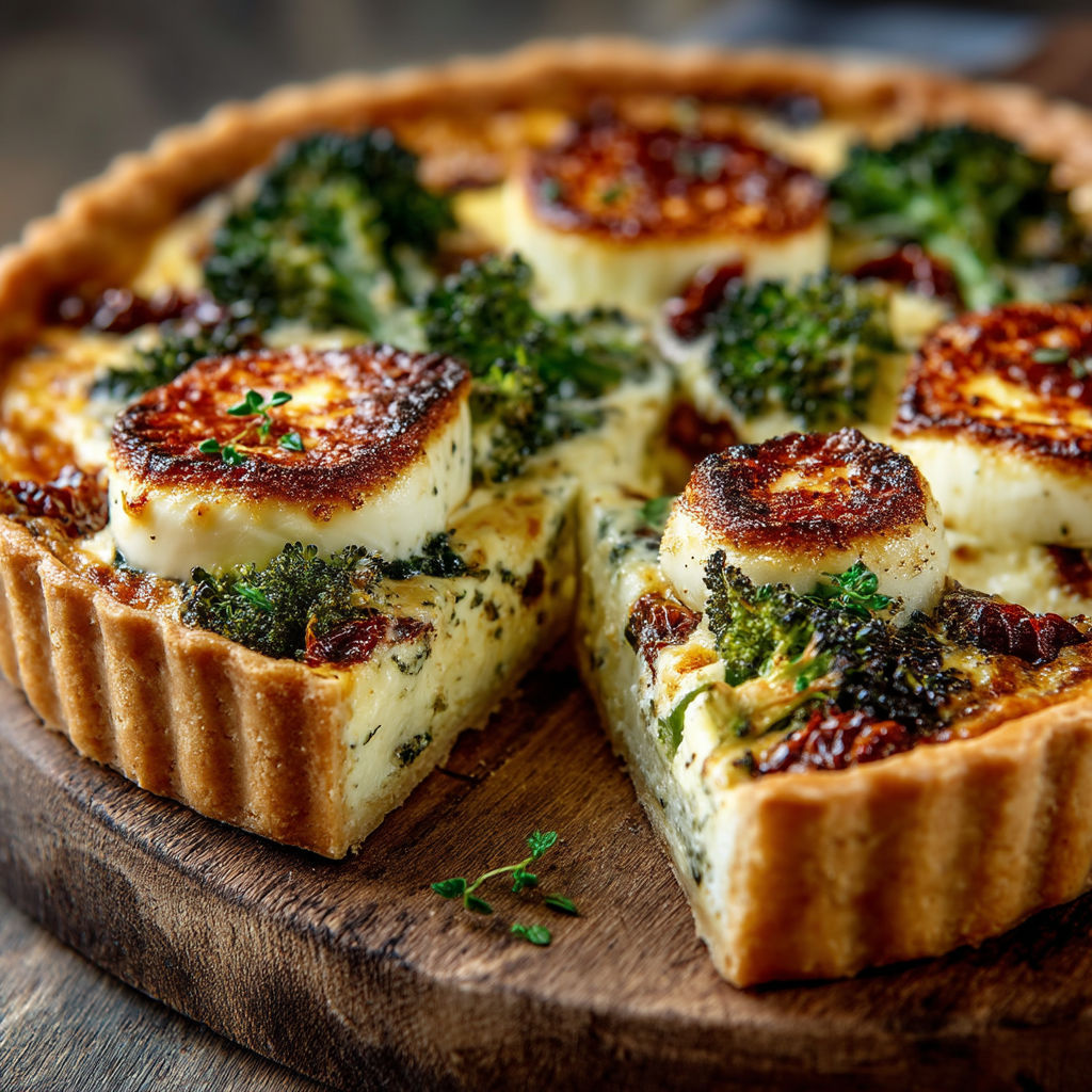 A slice of broccoli quiche.
