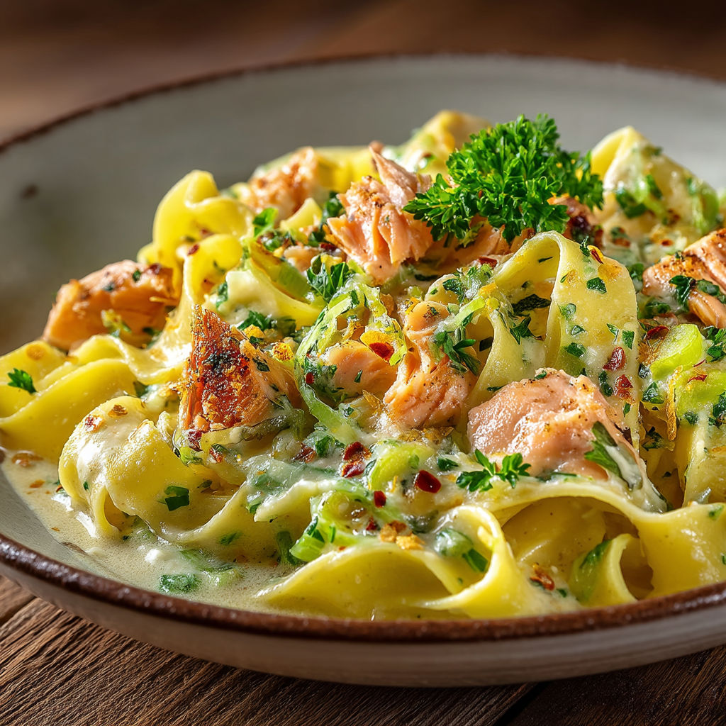 A plate of pasta with meat and vegetables.